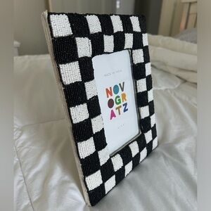 Beaded checkered picture frame